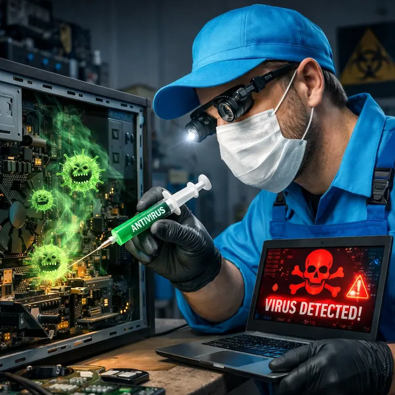 Лечение компьютера от вирусов в Протвино на дому